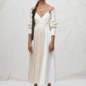 3.1 Phillip Lim White Pleated Dress Silk + Cotton